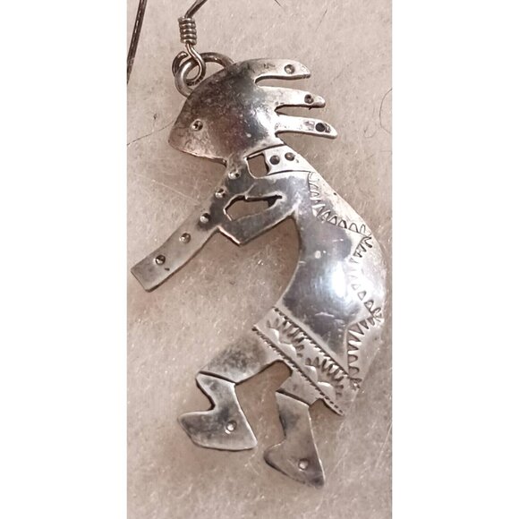 Native American Louise Yazzie Kokopelli Earrings (1138) - Picture 2 of 4